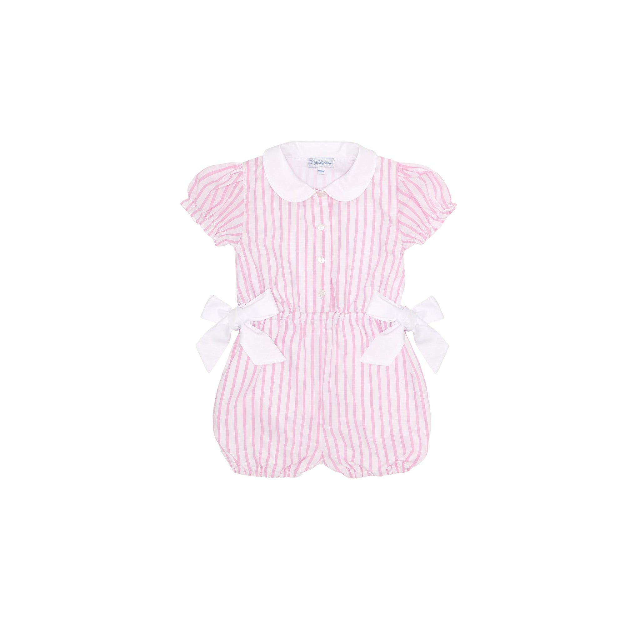 Pink Stripes Bow Romper