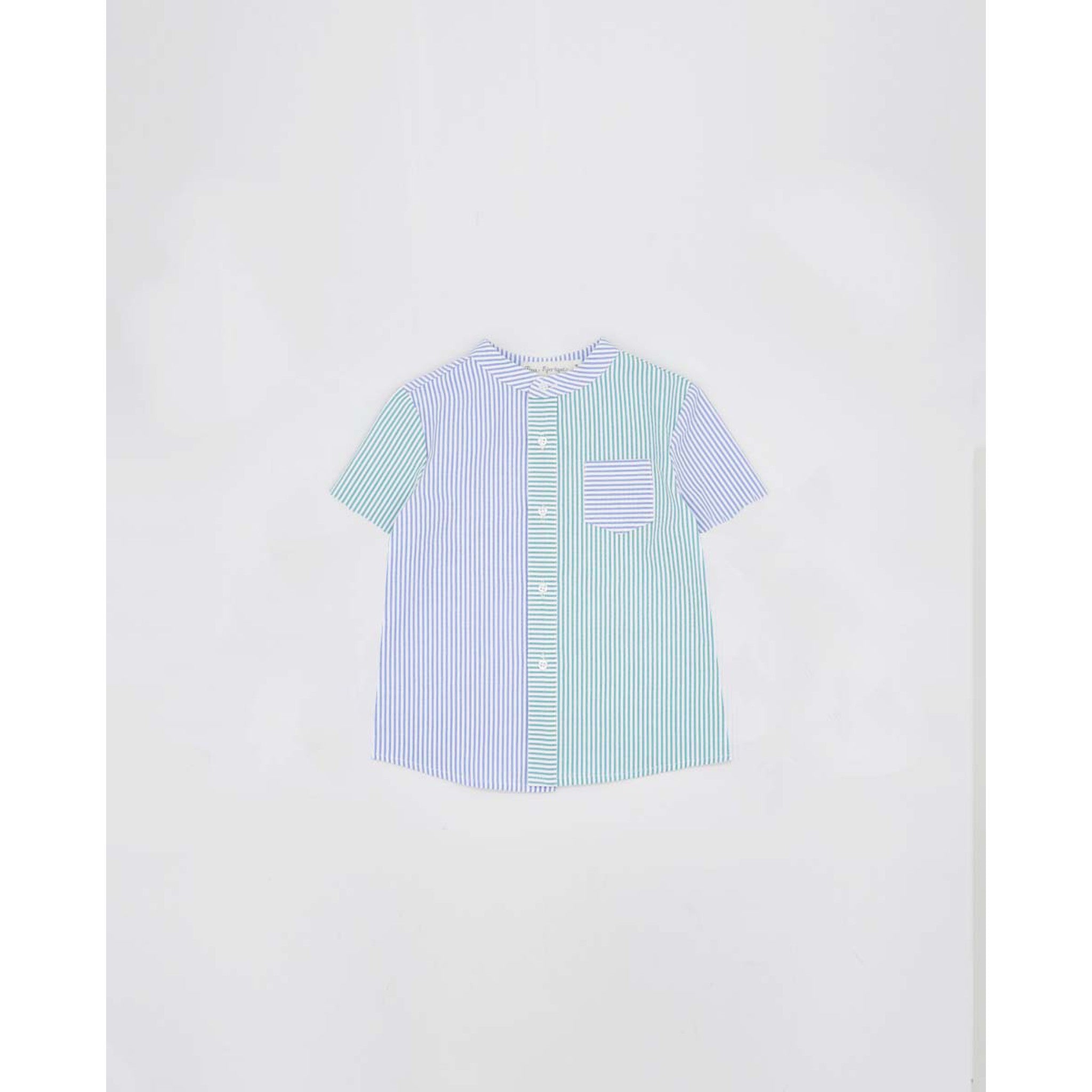 Blue Green Seersucker Short Set