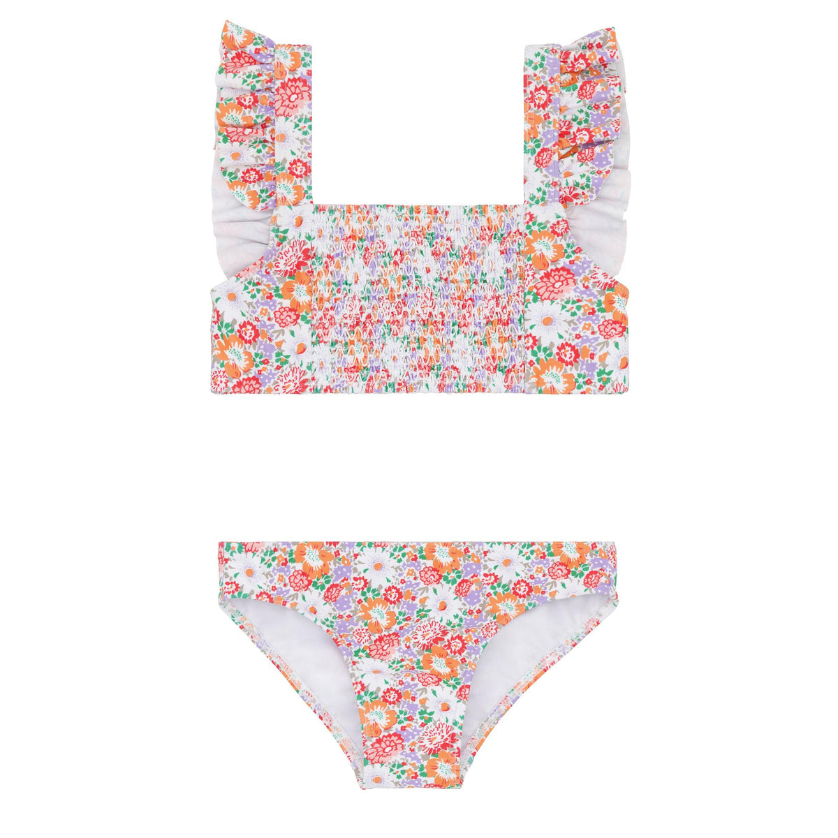 island blossom smocked ruffle strap bikini