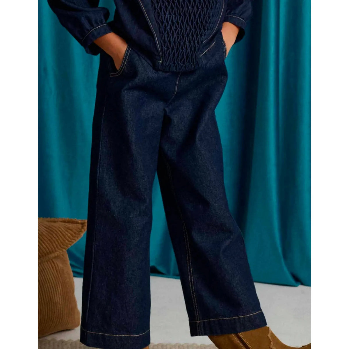 Glerida Diamond Smocked Denim Set