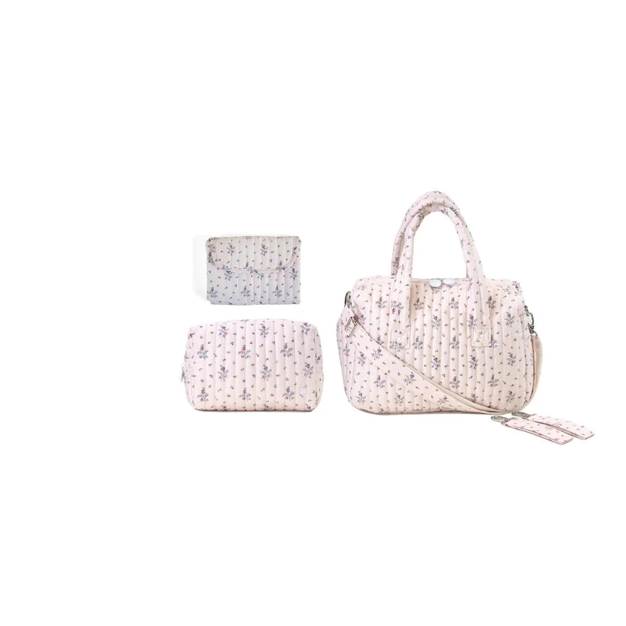Quilted Stroller Bag Bundle in Fleurie + Changer Mat + Everyday (3 Piece)