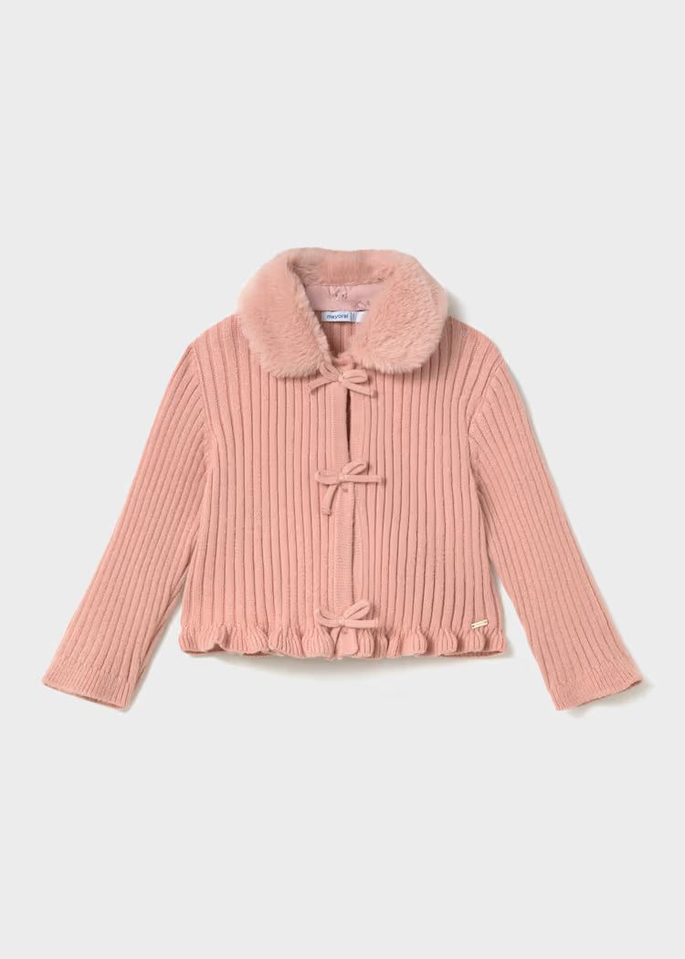 Baby Cardigan with Faux Fur Collar