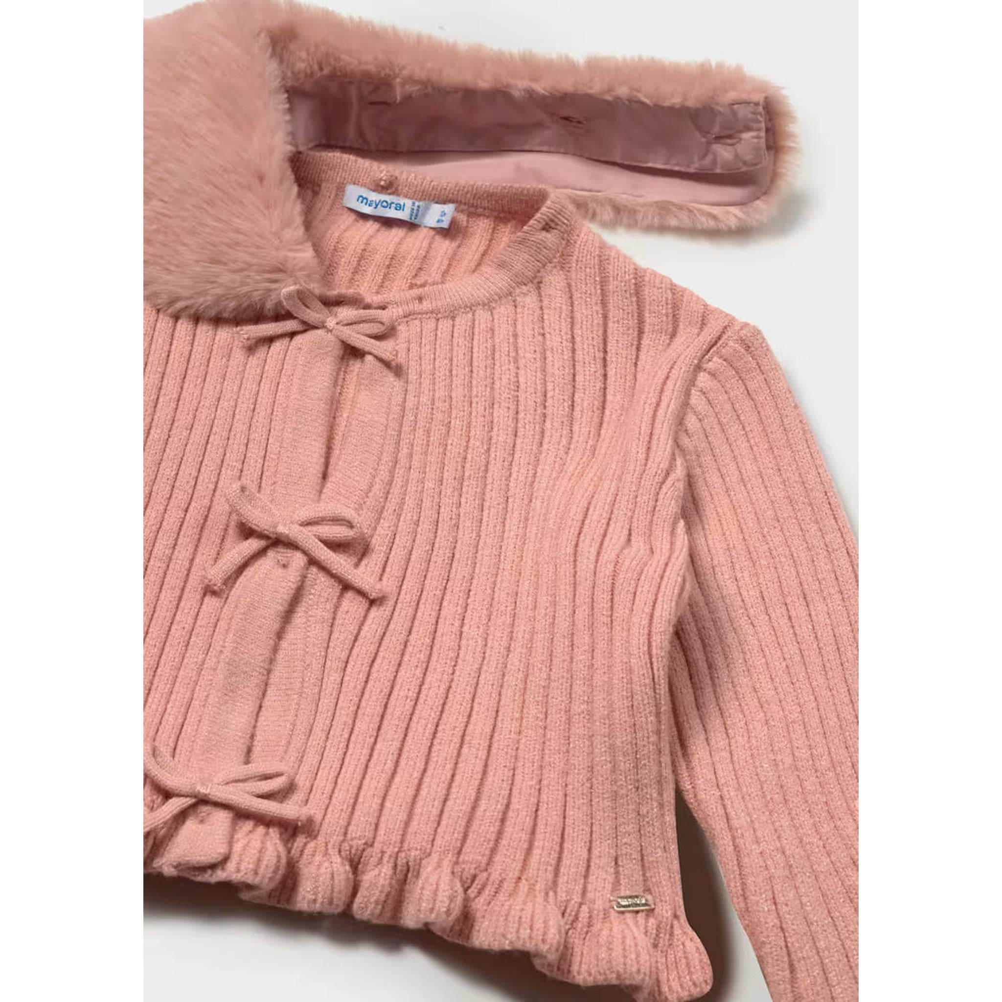 Baby Cardigan with Faux Fur Collar