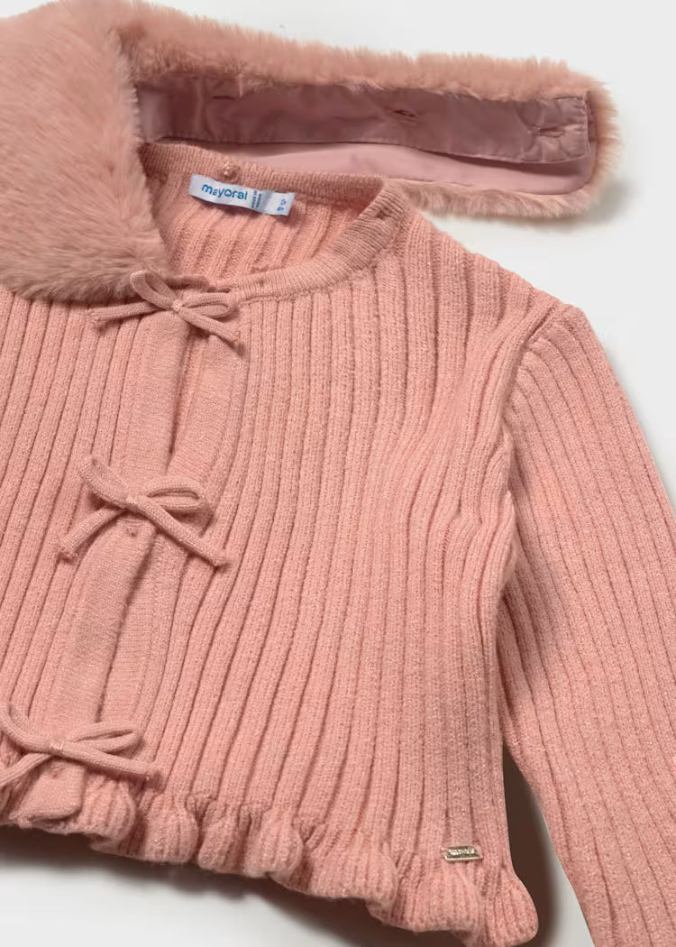 Baby Cardigan with Faux Fur Collar