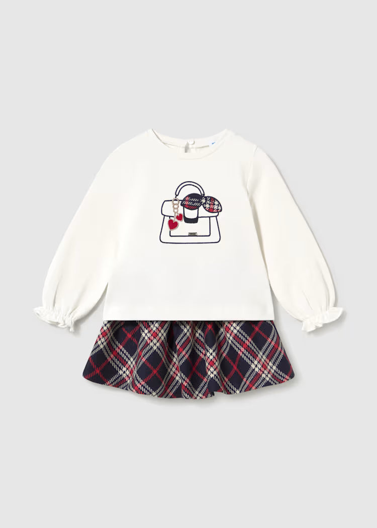 Plaid Skirt and T-Shirt Set