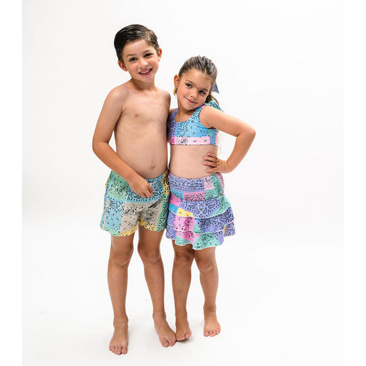 boy swim shorts bandana