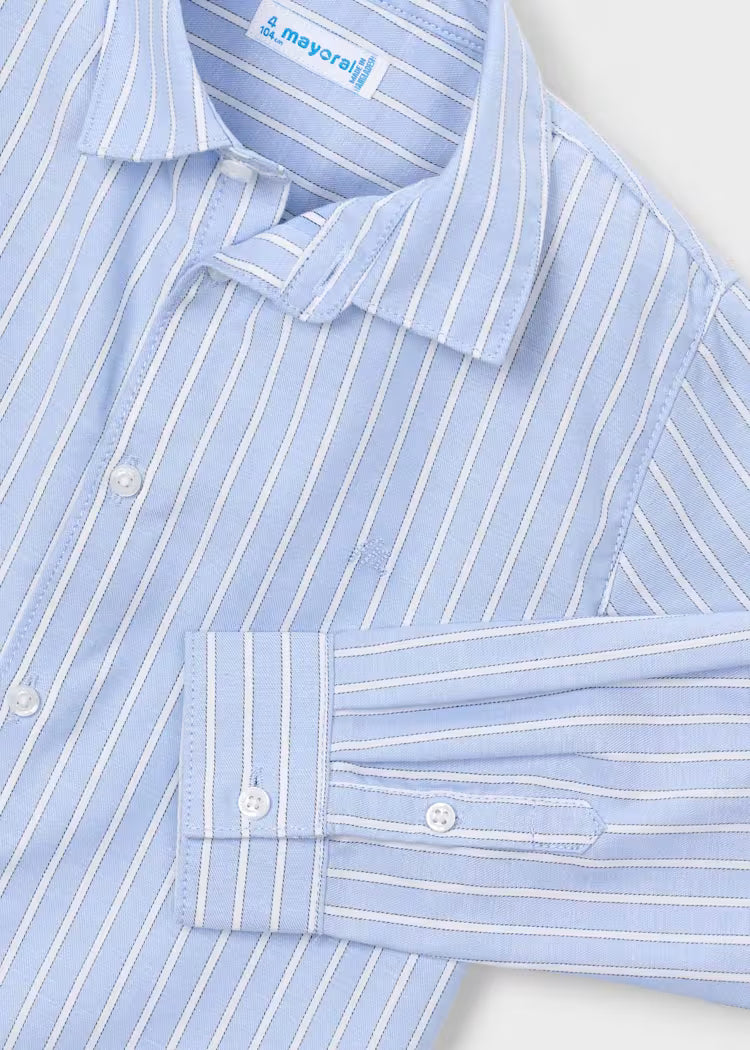 Boy Button-up Shirt - White Stripe