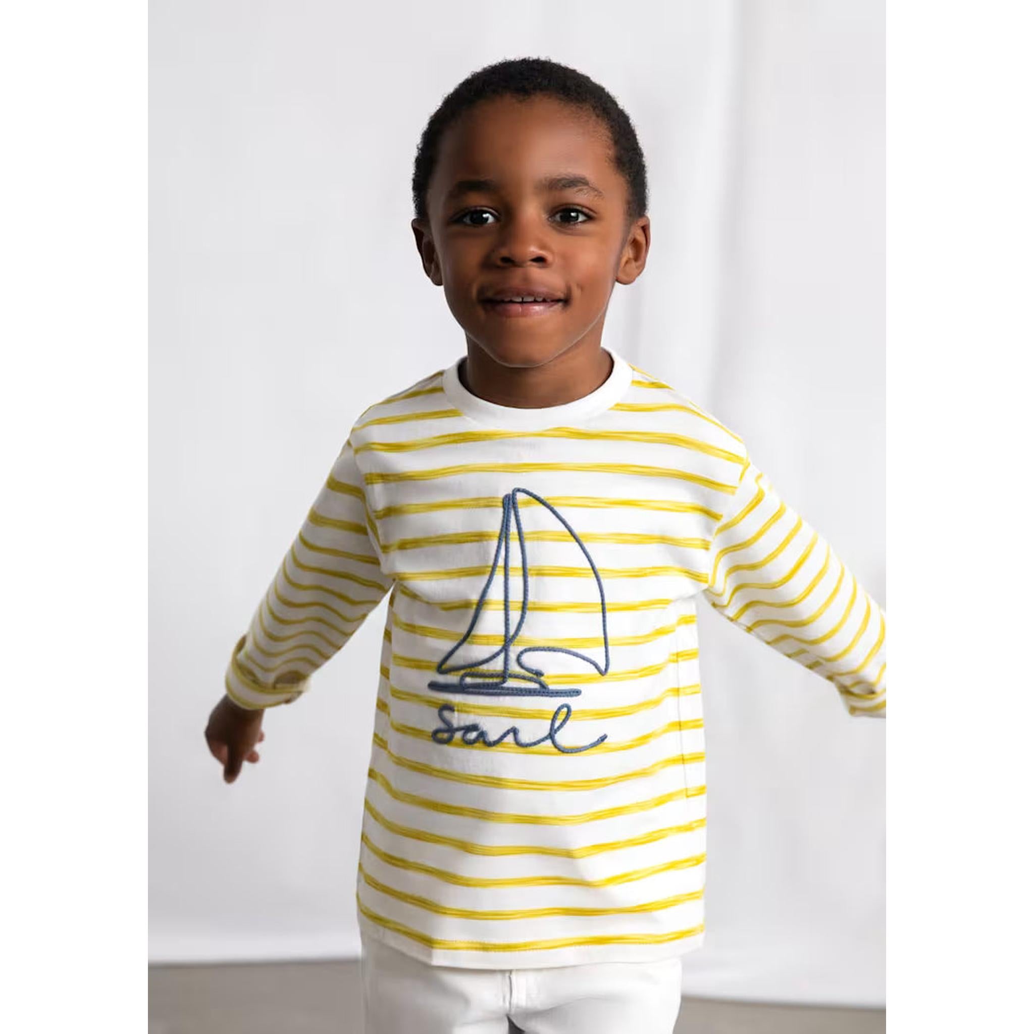 Boy Sailboat Graphic Printed T-shirt Set
