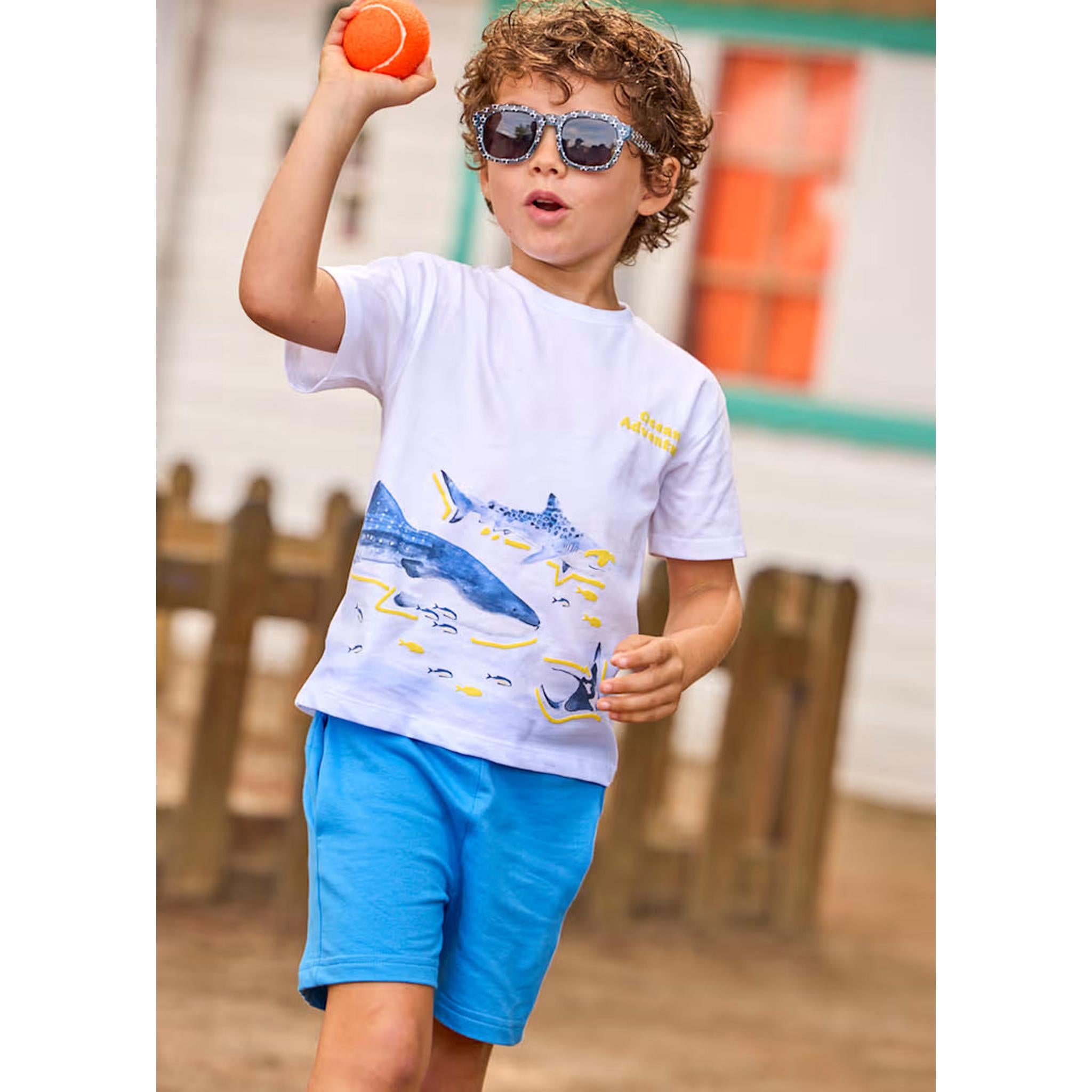 Shark Boy Shorts and Sharks Graphic T-shirt Set
