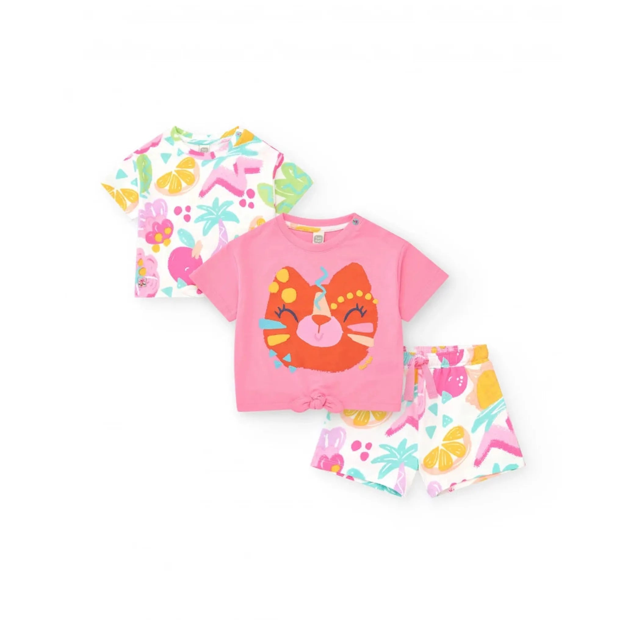 Trikini Bébé Fille Tuc Tuc Tahiti - Motif Fleurs Tropicales Rose - Maillot 3 Pièces - Plage, Piscine