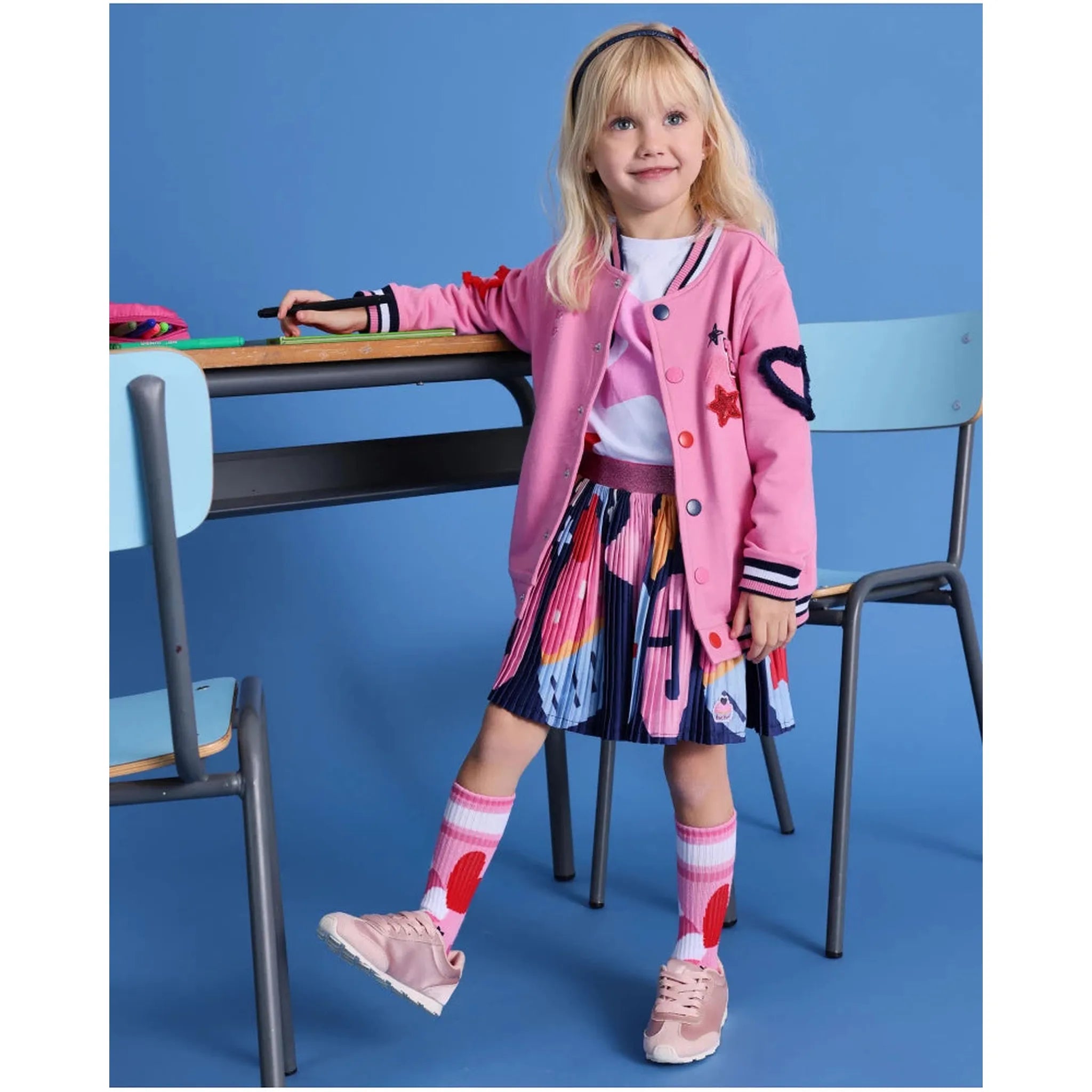 Set Falda plisada para niña con camisa estampado multicolor