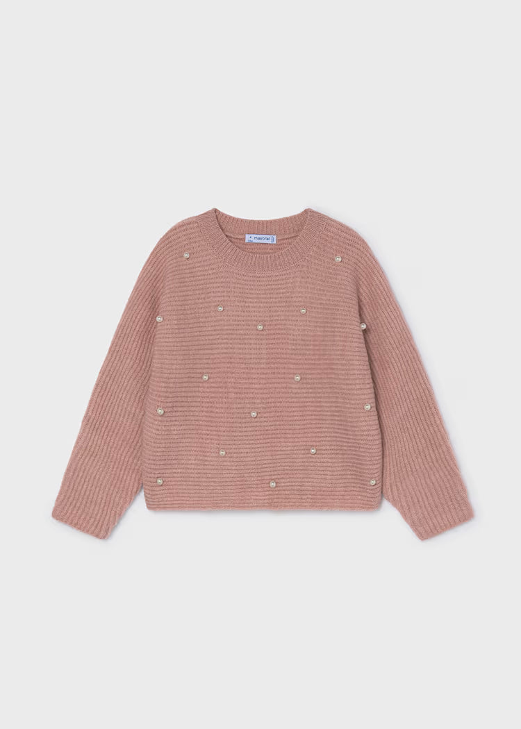 Girl Knit Sweater With Pearls