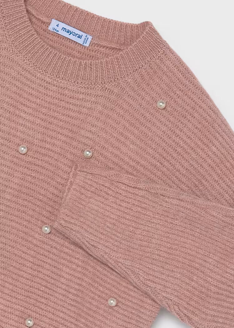 Girl Knit Sweater With Pearls