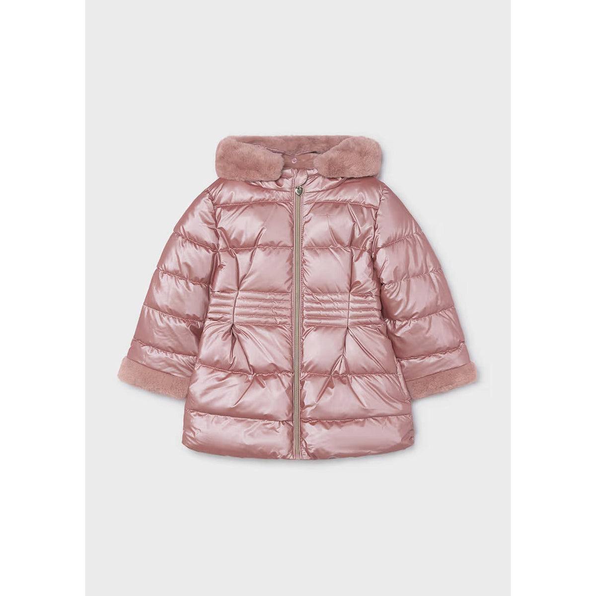 Girl Metallic Faux Fur Puffer Jacket