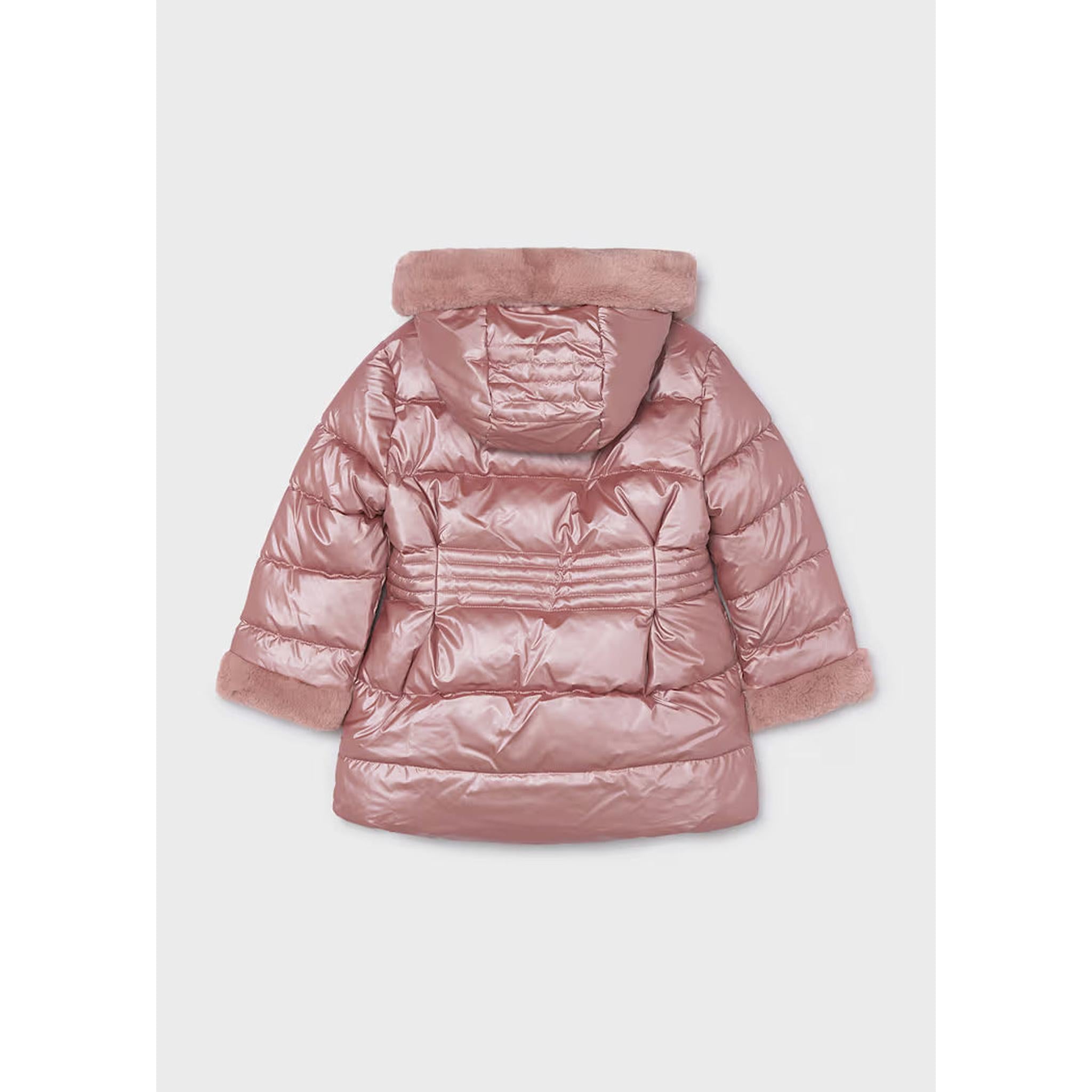 Girl Metallic Faux Fur Puffer Jacket