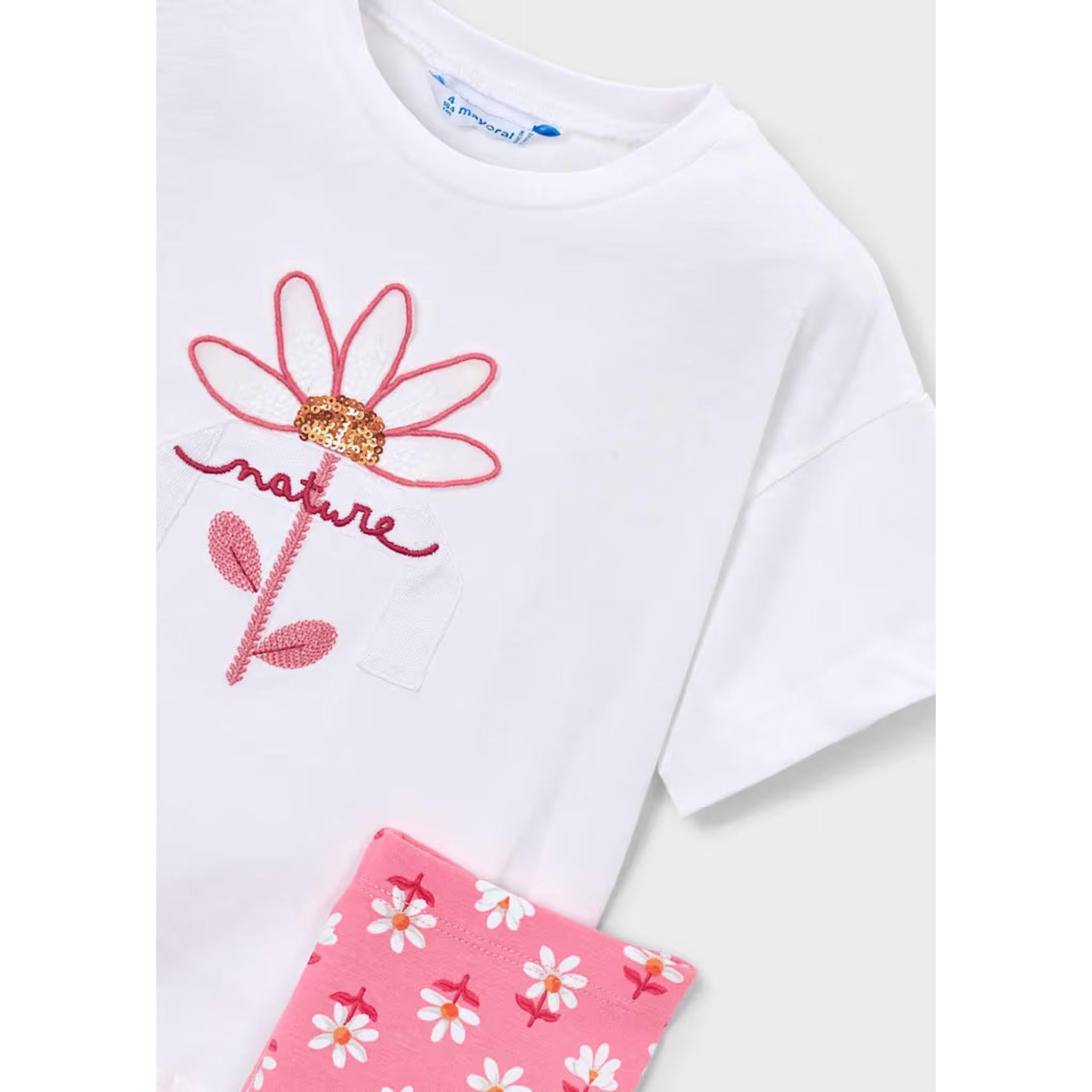 Girl Printed Leggings and T-shirt Set Pink