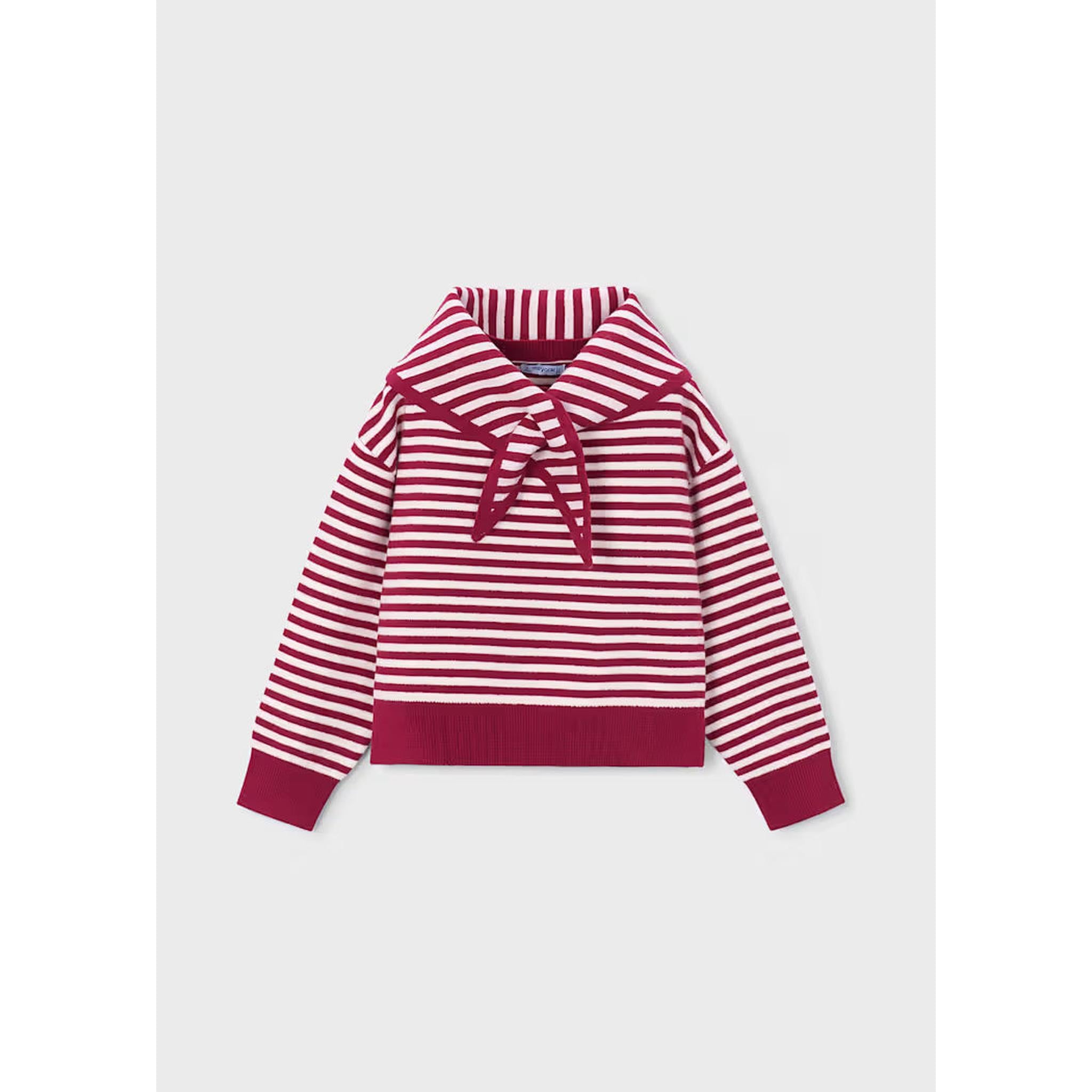 Girl Striped Sweater With Scarf