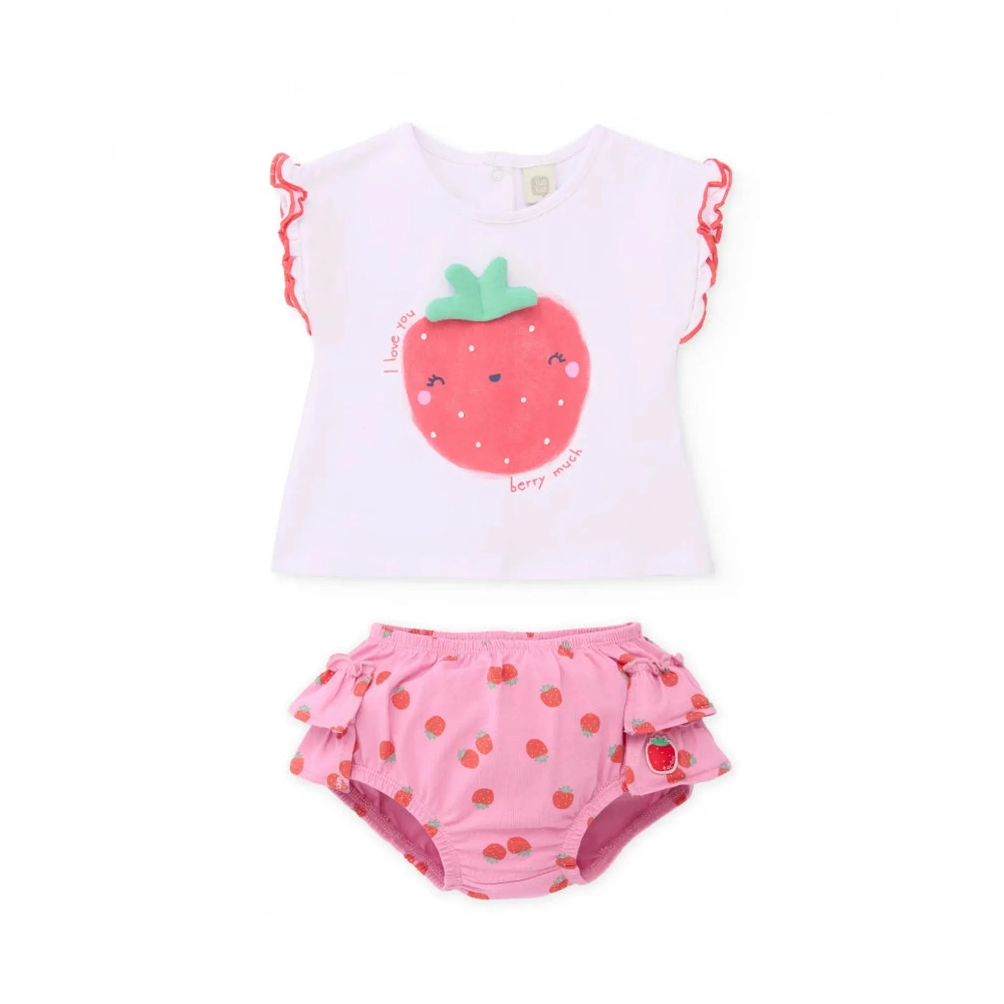 Knitted newborn set with back ruffle