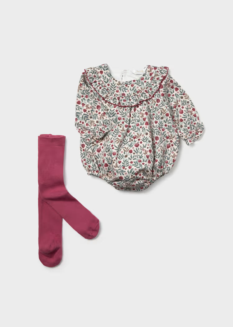 Girl Printed Romper with Tights