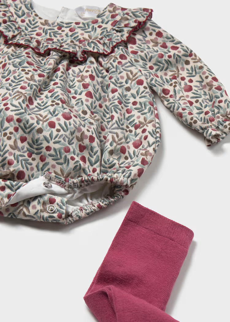 Girl Printed Romper with Tights