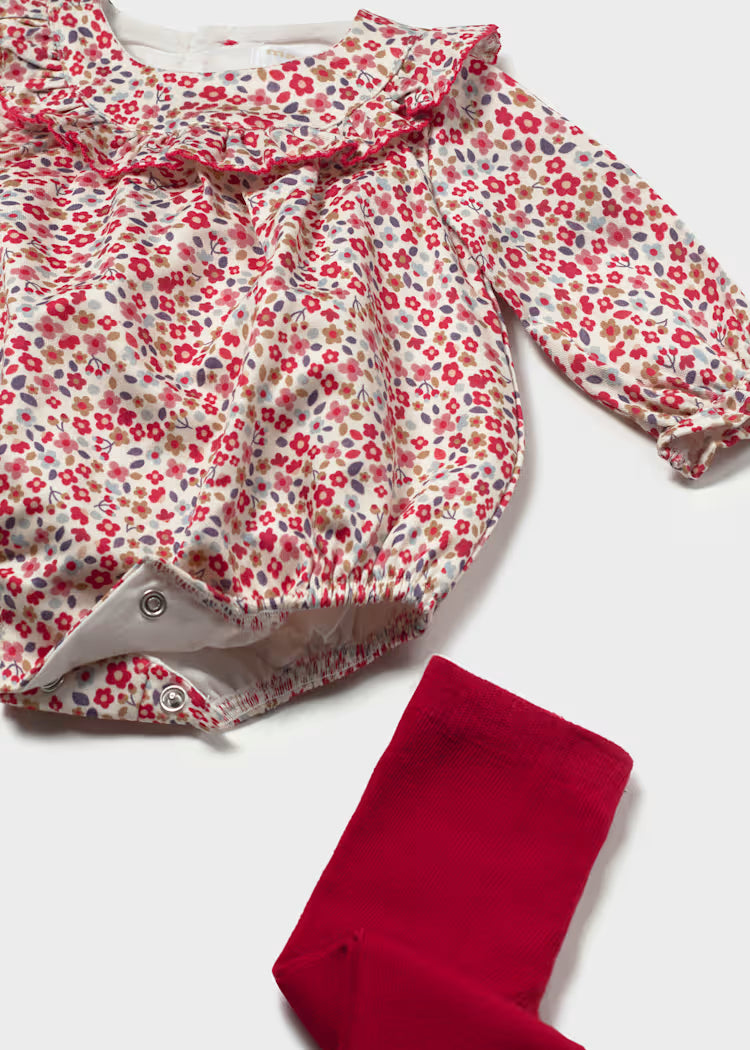 Girl Printed Romper with Tights