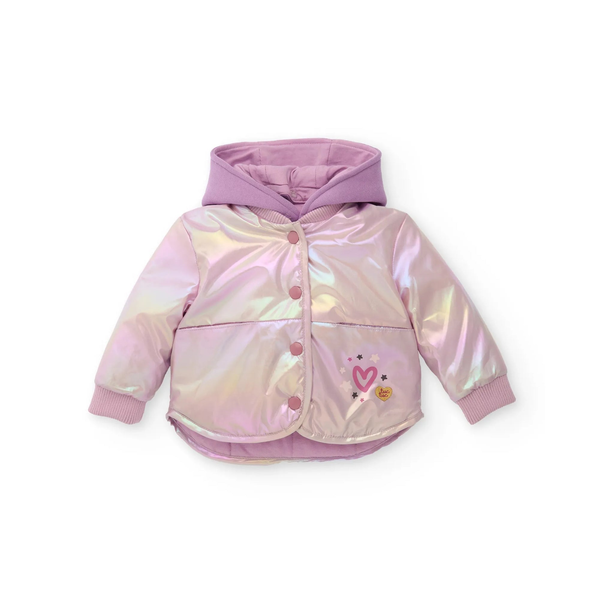 Parka de niña en tono rosa brillante con capucha