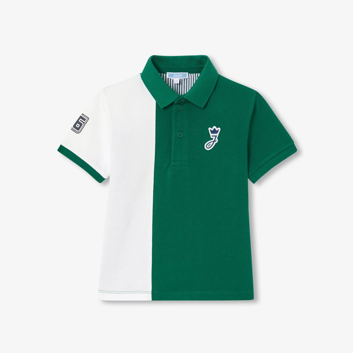 Boy cotton piqué polo shirt - white/green
