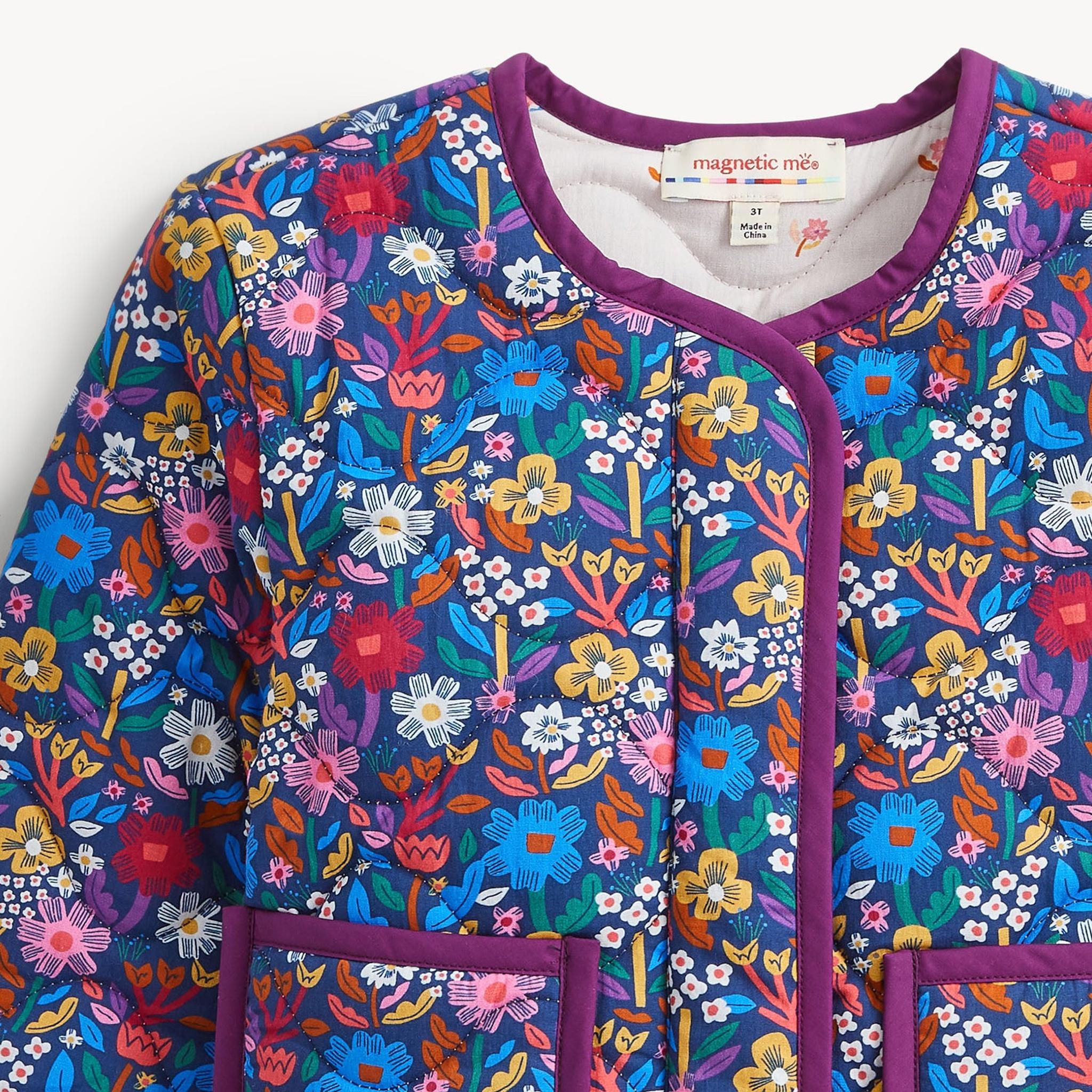 Floral Quilted Rvrsble Girls Jacket
