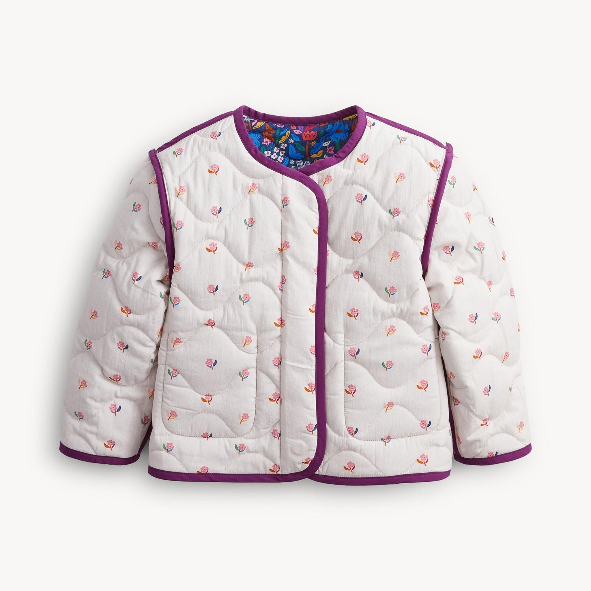 Floral Quilted Rvrsble Girls Jacket