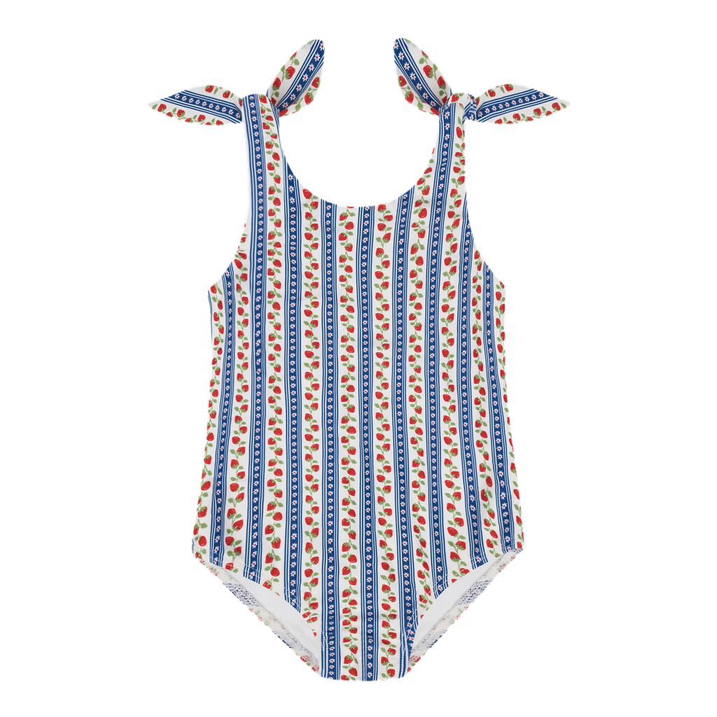 strawberry patch tie knot one piece