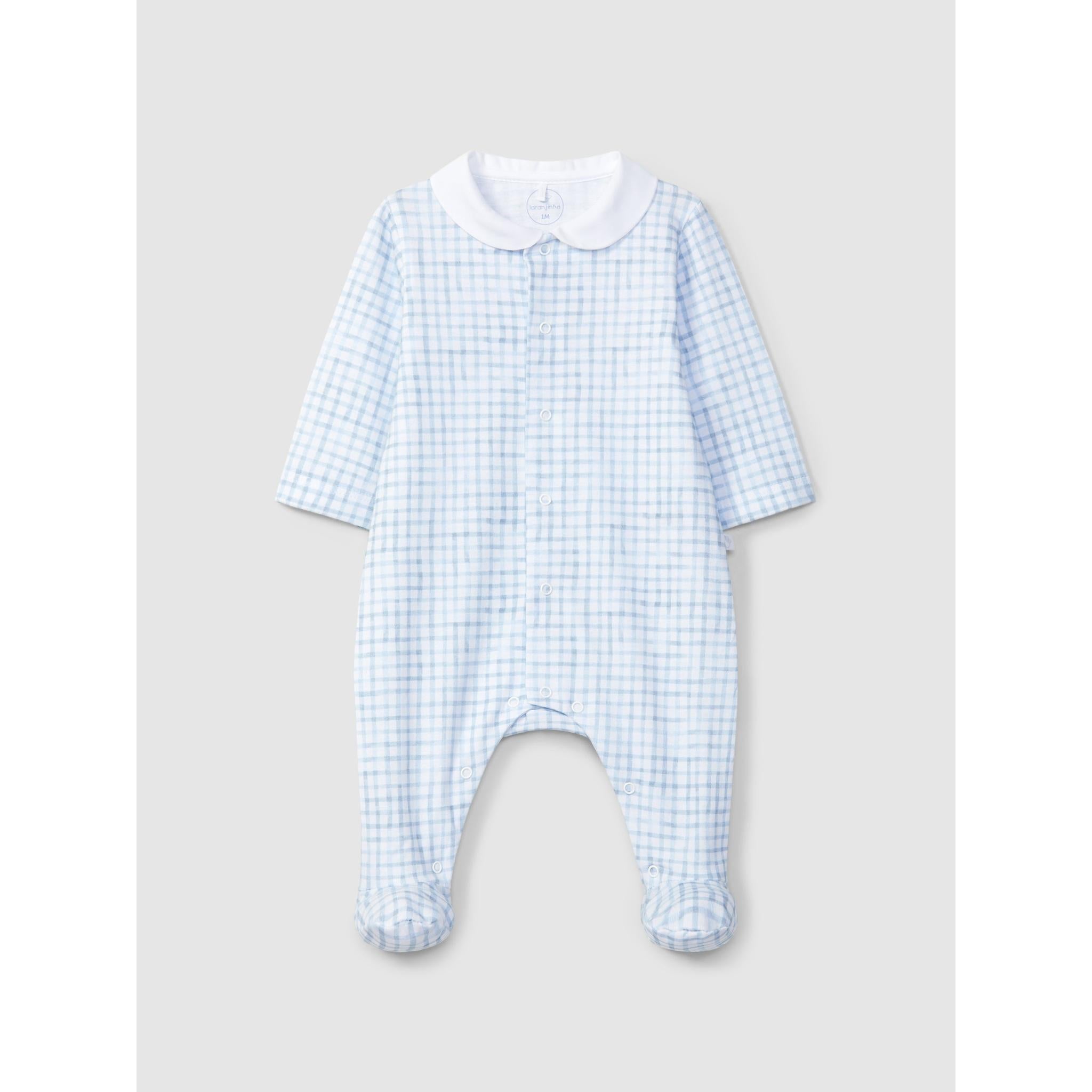 Babygrow round collar checkered jersey