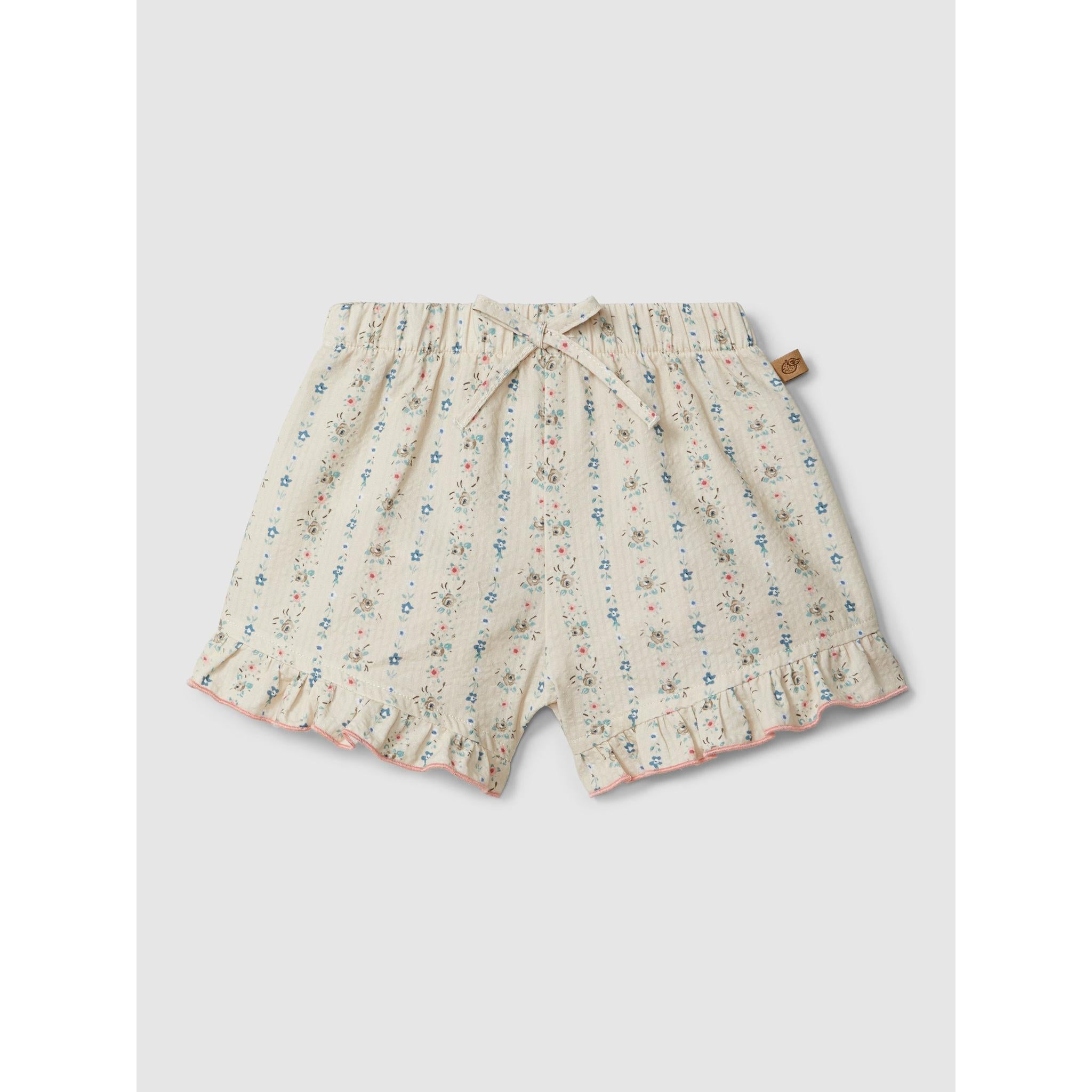 Floral print pull-up shorts with ruffled detail set