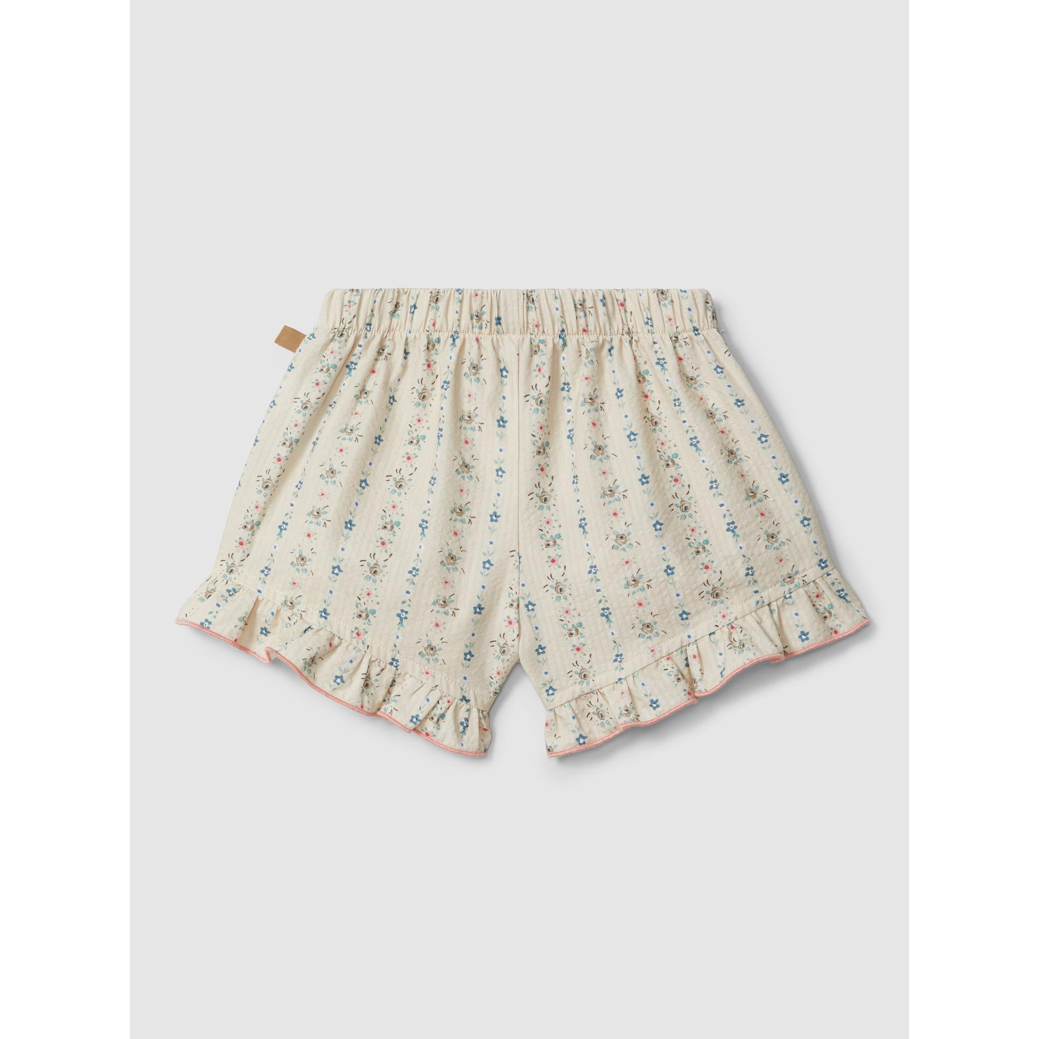 Floral print pull-up shorts with ruffled detail set