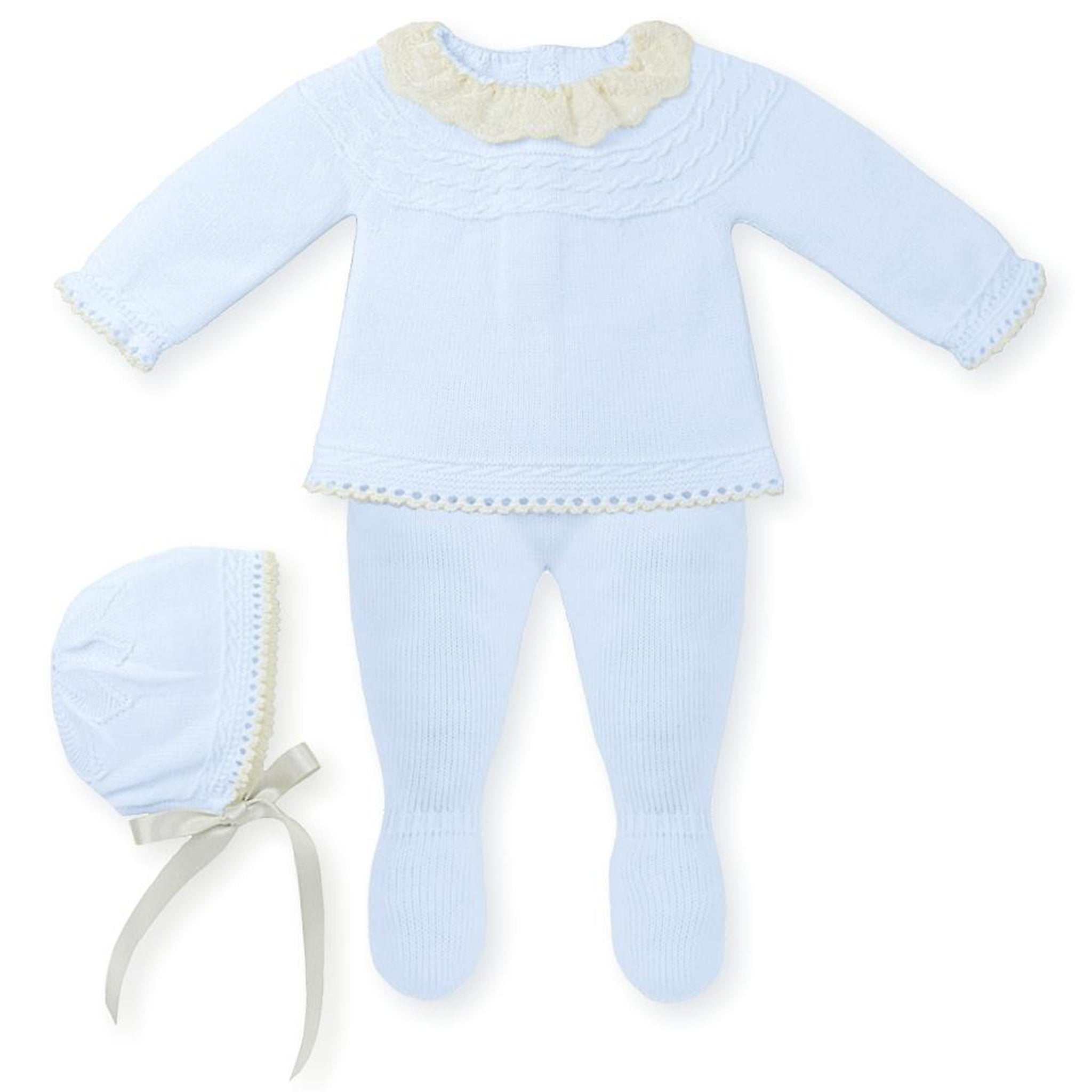 Serenity Three Piece Knitted Set - Baby Blue