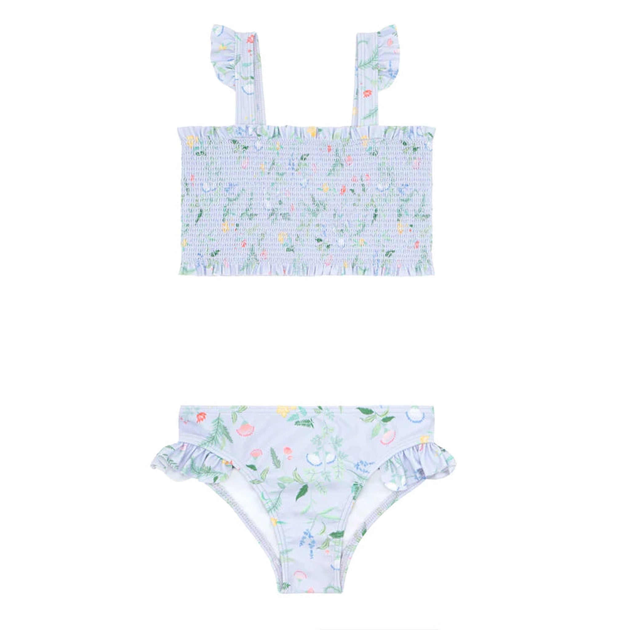 girls bay lavender floral smocked bikini
