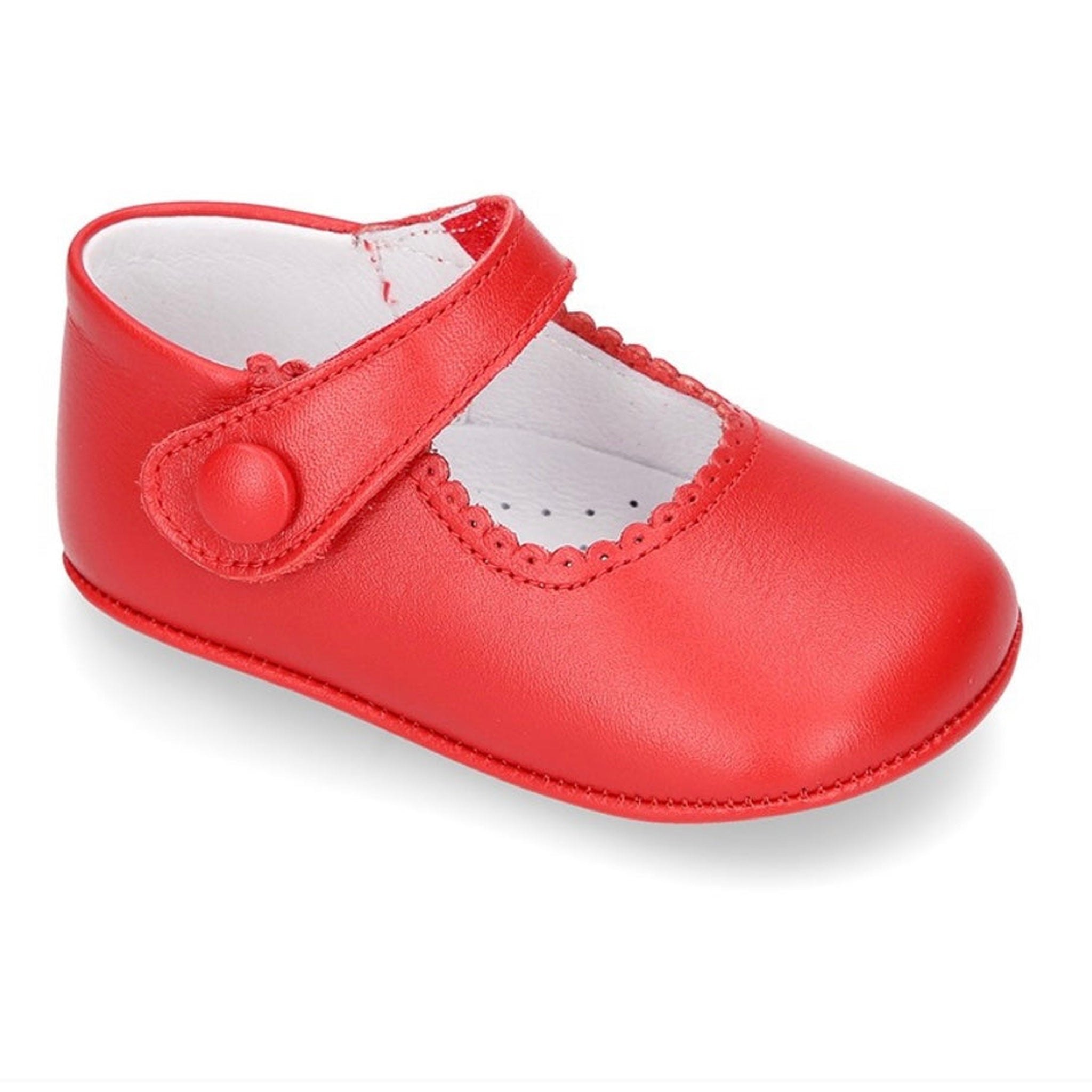 Mary Jane Leather Crib Shoes - Red