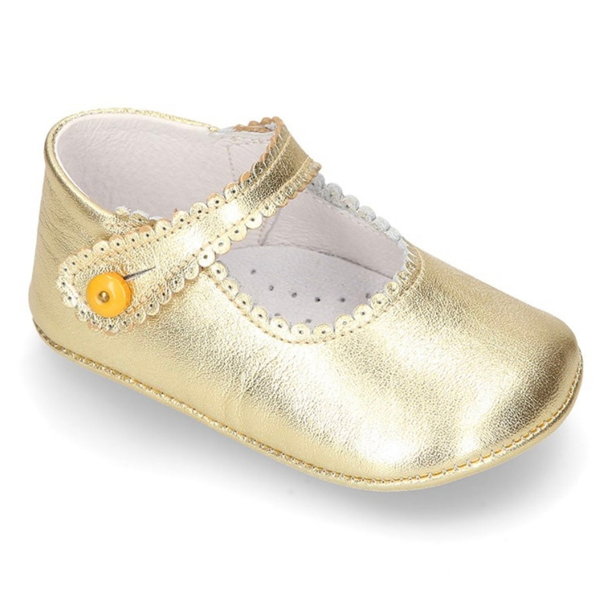 Mary Jane Leather Crib Shoes - Gold