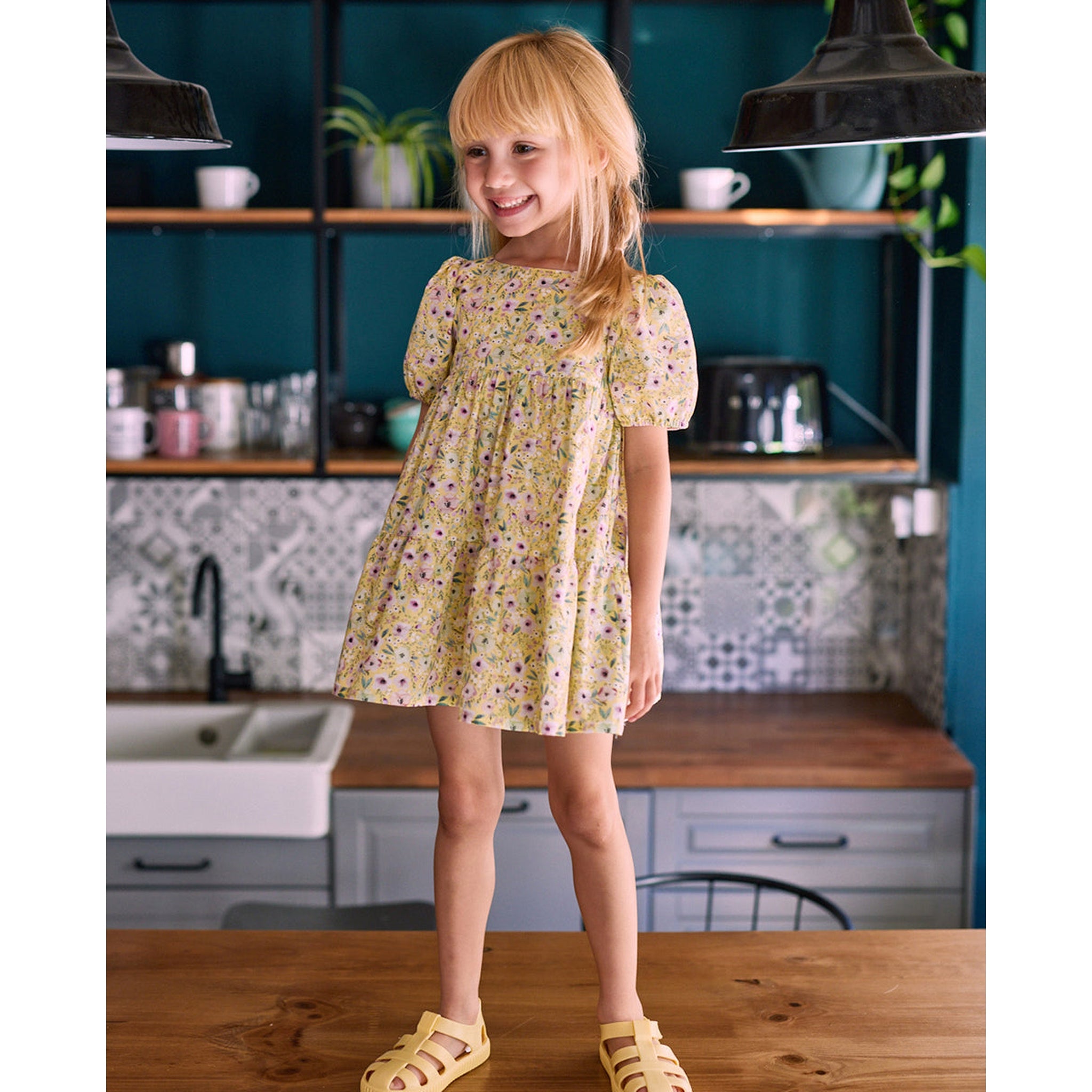 Yellow Poppies Dress with Bloomer